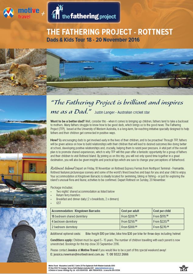 The Fathering Project Rottnest trip flyer