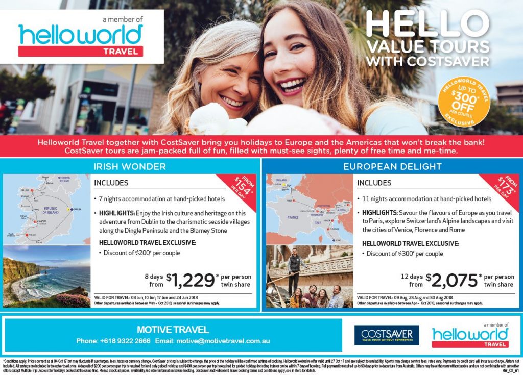 Helloworld CostSaver exclusive offer