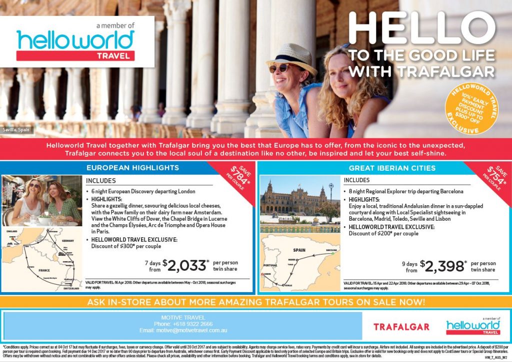 Helloworld Trafalgar Exclusive Offers