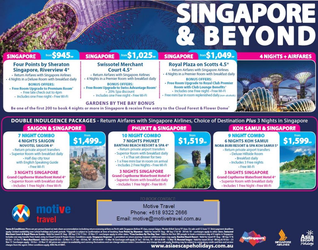 Asia Escape Holidays Singapore and Beyond packages Jun'17