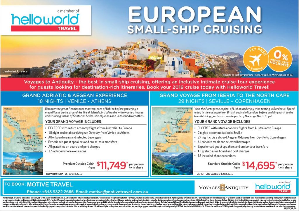 Helloworld Travel Voyages to Antiquity deals