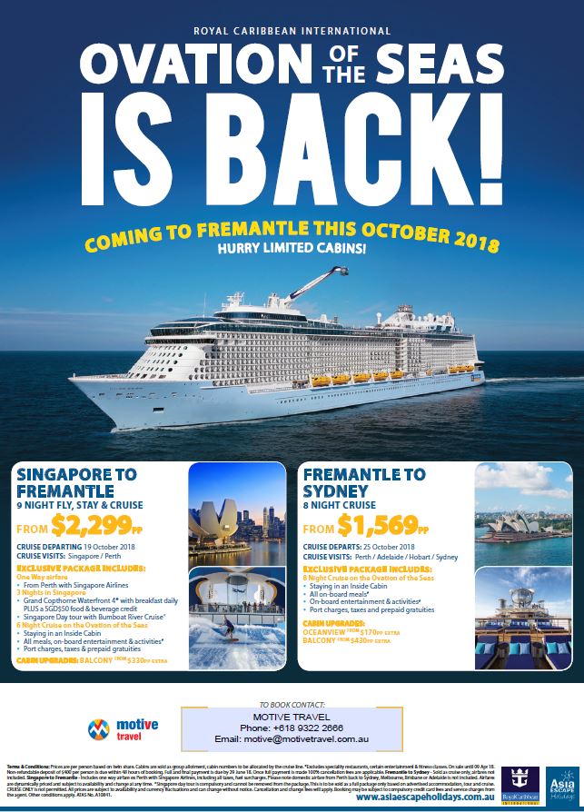 Royal Caribbean Ovation of the Seas Fremantle October 2018