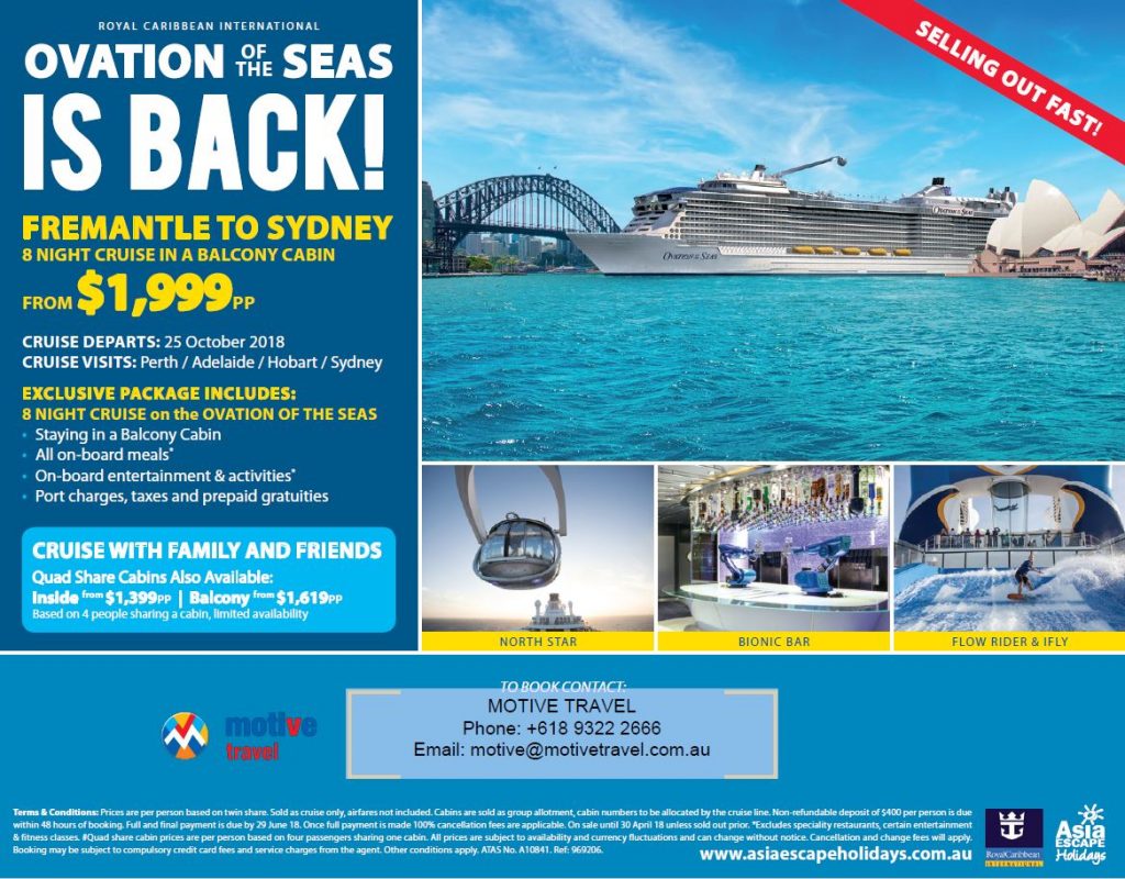 Asia Escape Holidays Ovation Fremantle Sunday Times 22Apr18