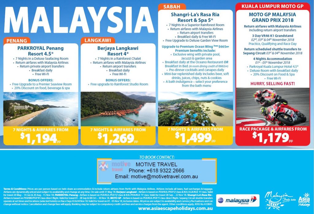 Asia Escape Holidays Malaysia Packages 27May18