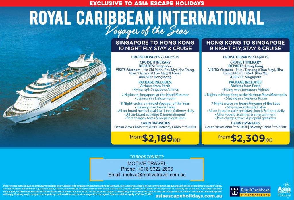 Royal Caribbean Fly Stay Cruise Asia Motive Travel