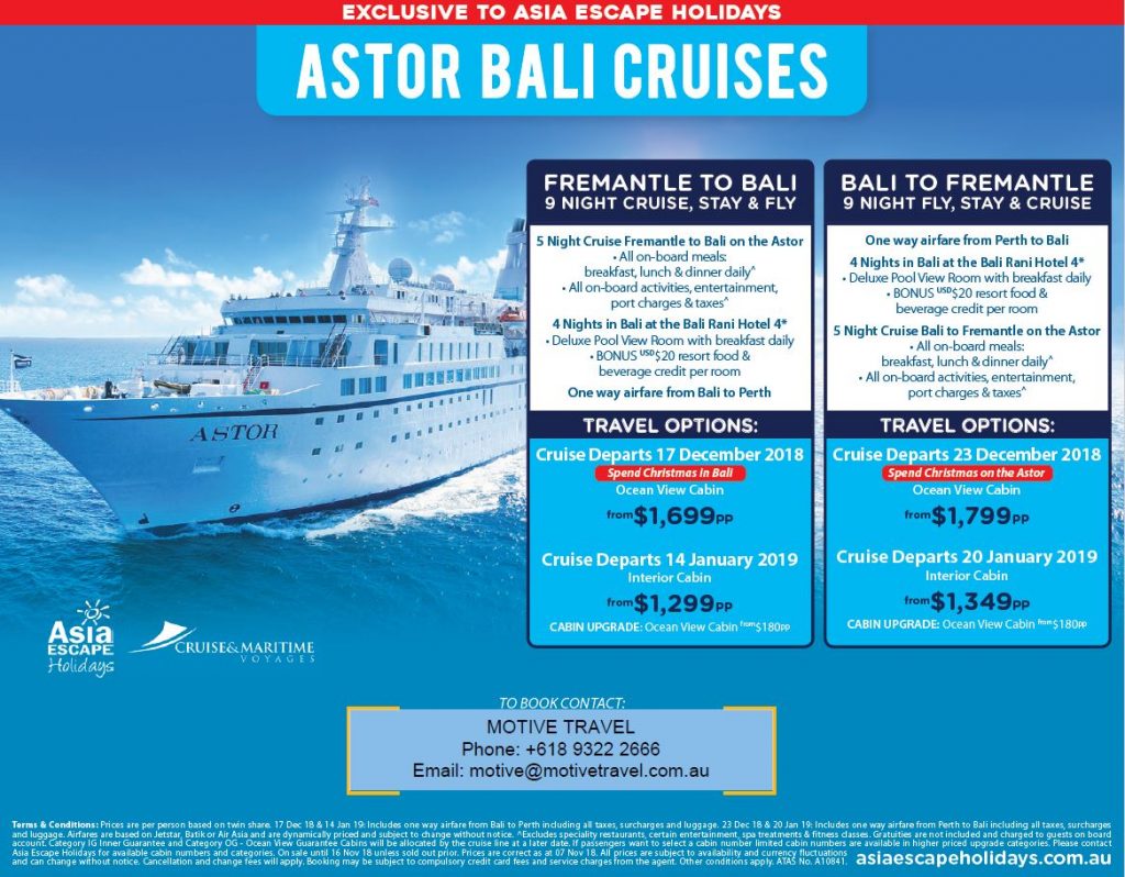 Asia Escape Holidays Astor Bali offers