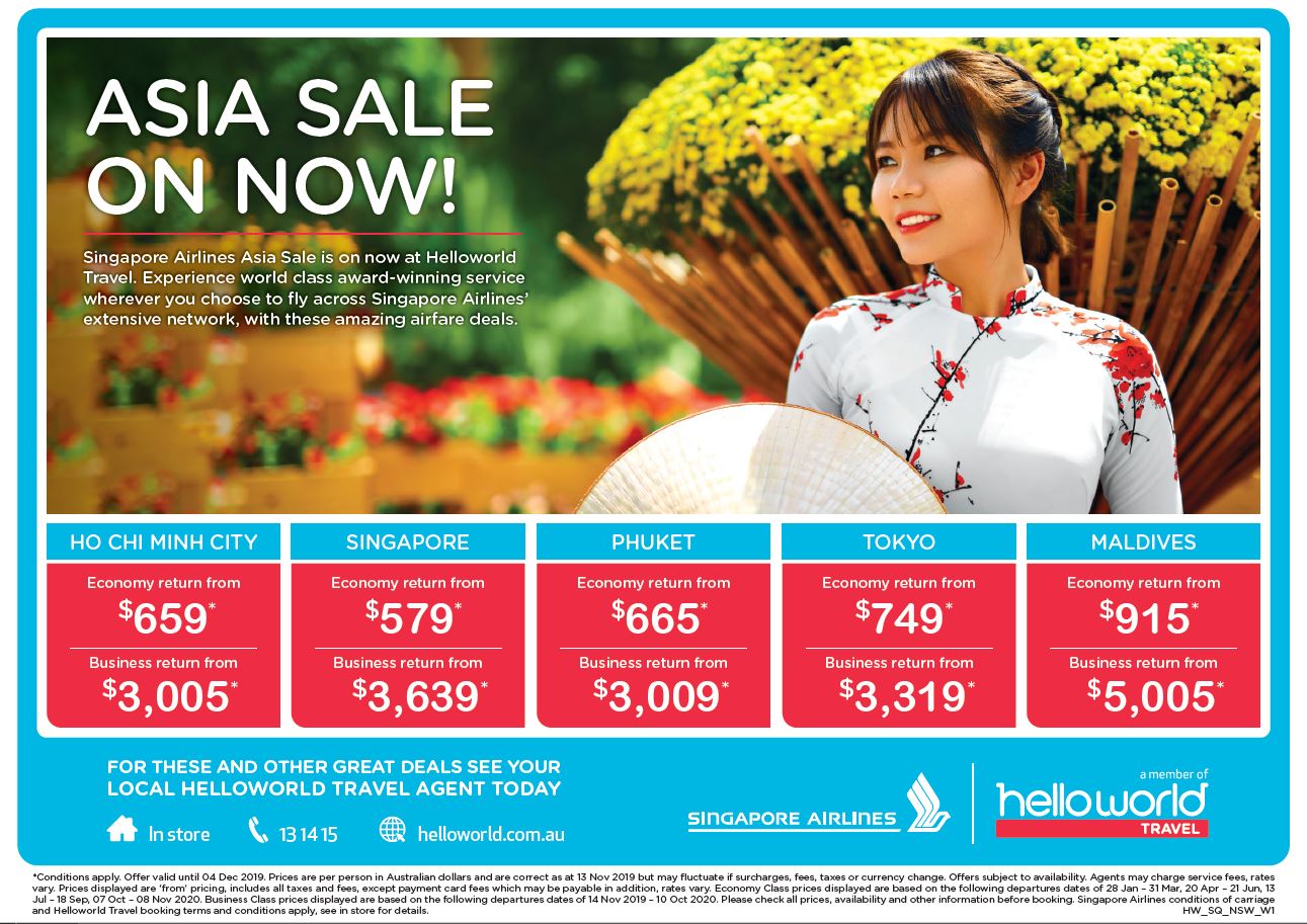 Helloworld Singapore Airlines Asia Sale flyer