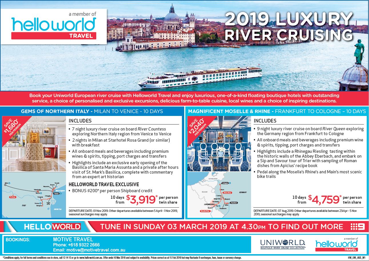 Helloworld Uniworld 2019 Luxury River Cruising