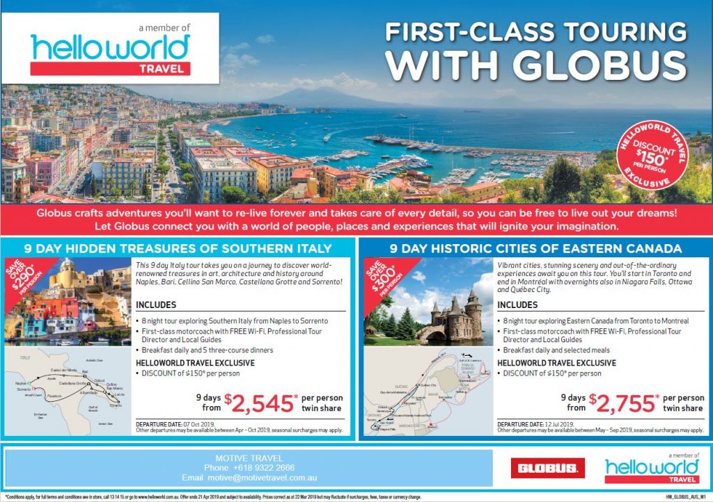 globus travel deals