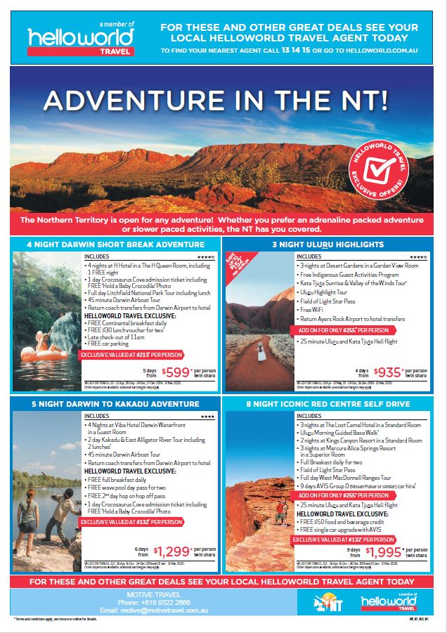 Helloworld Tourism Northern Territory Exclusive Deals Flyer