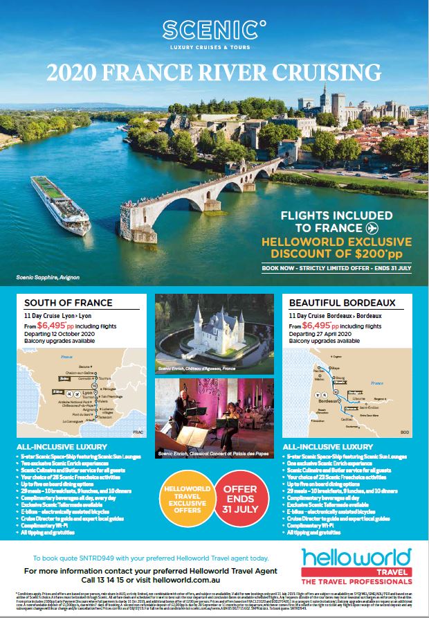 Helloworld Travel Scenic 2020 France River Cruise offers