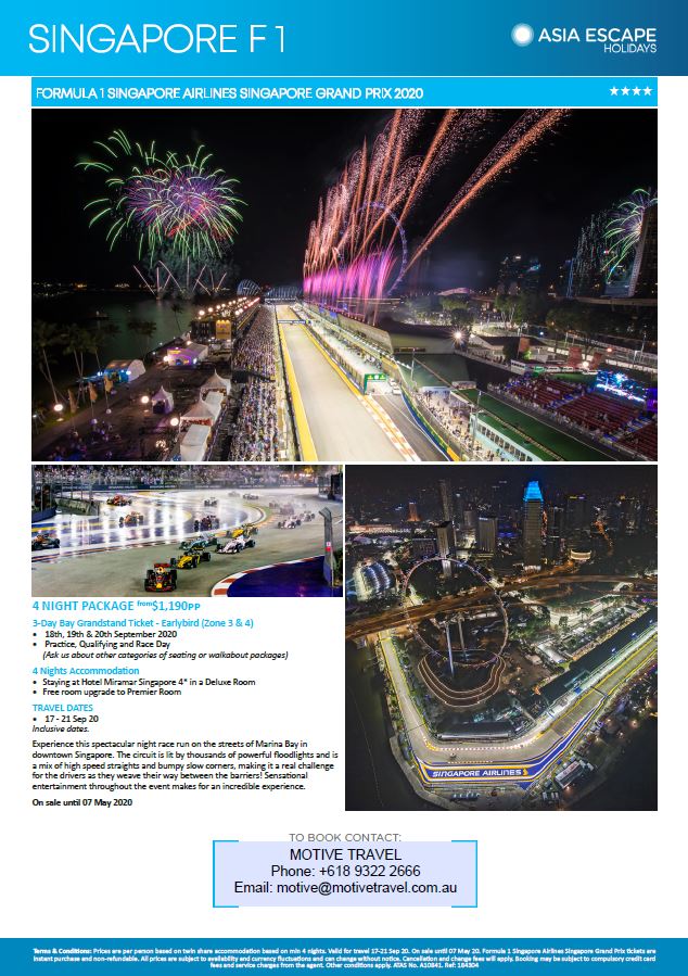 Asia Escape Holidays Singapore Grand Prix flyer