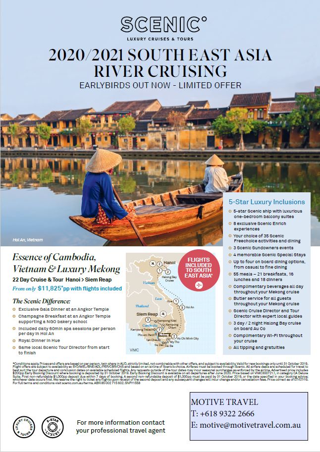 Scenic Tours South East Asia Essence of Cambodia Vietnam flyer