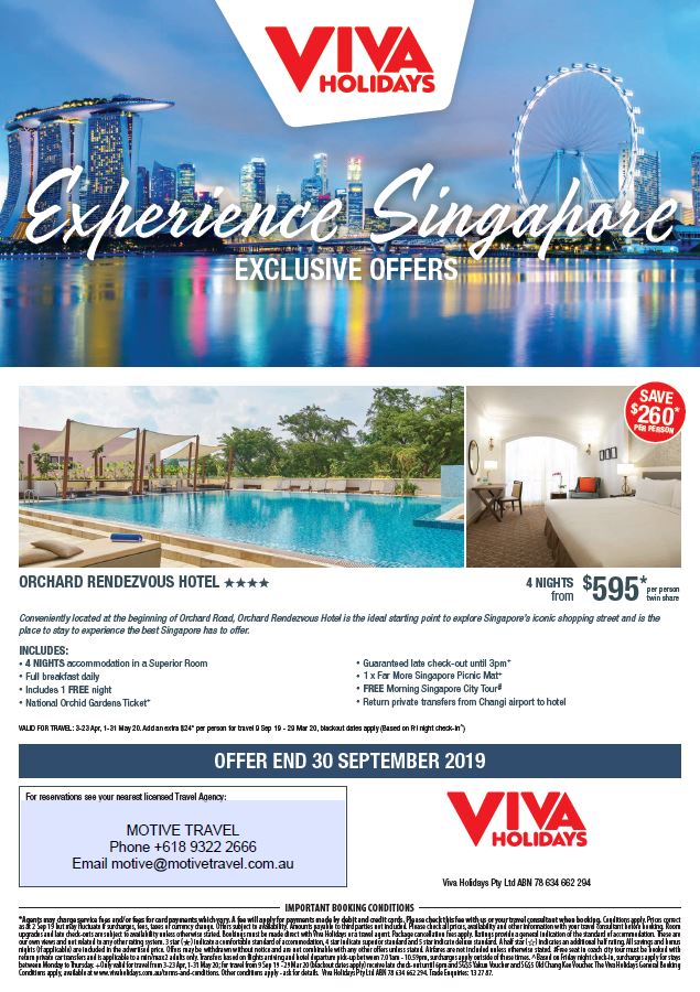 Helloword Travel Viva Holidays Orchard Rendezvous Singapore deal