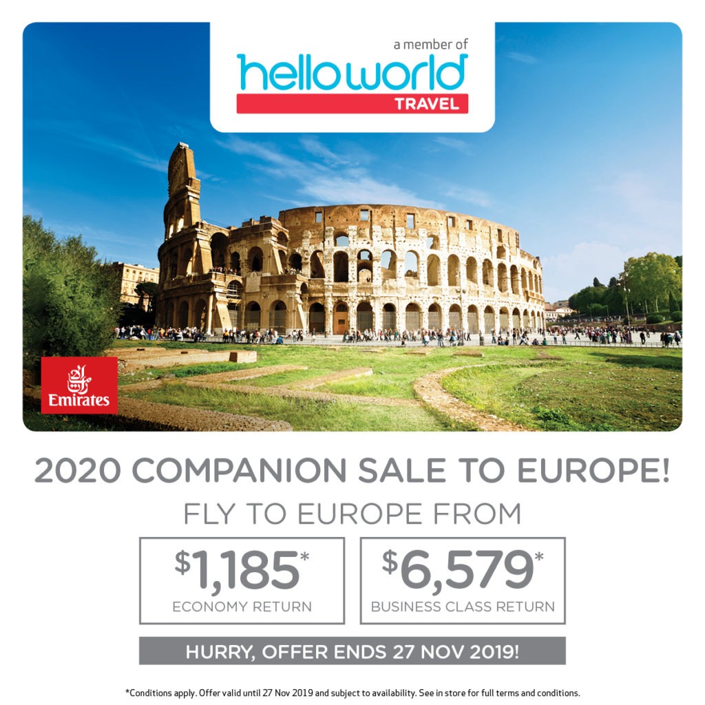 Emirates Europe Companion Sale promo image