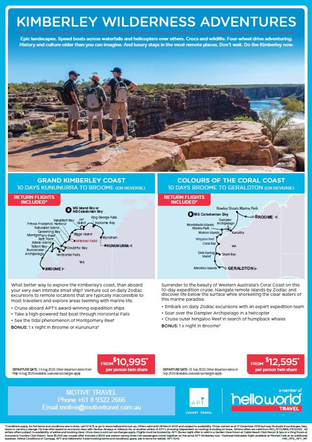 Helloworld APT Kimberley cruise tour flyer