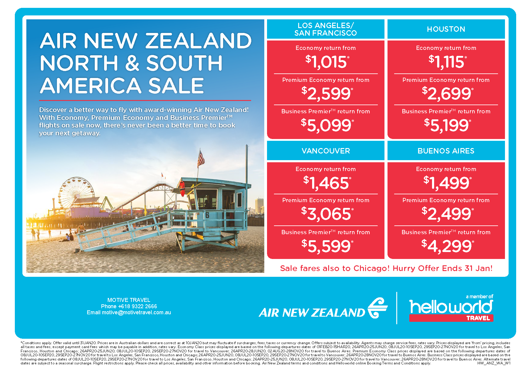Air New Zealand North and South America Sale