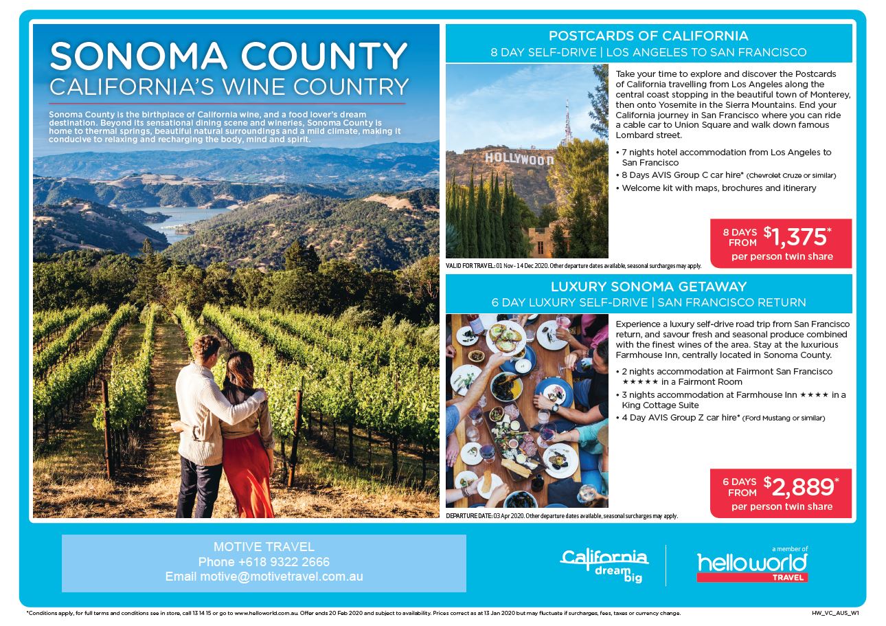 Helloworld Visit California Self Drive Sonoma County flyer