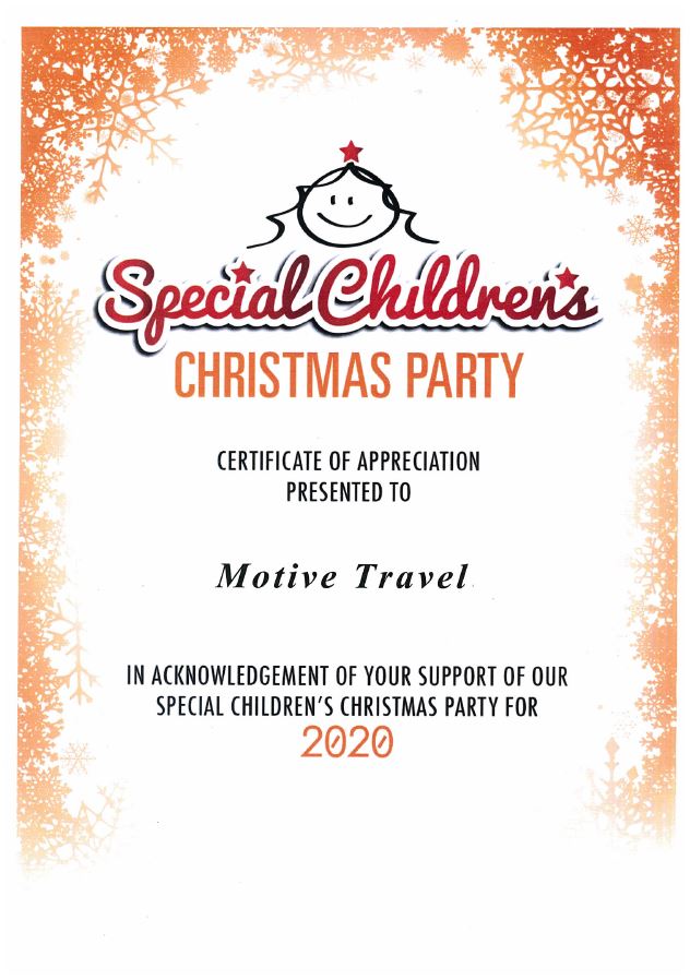 2020 Motive Travel Special Children's Christmas Party Certificate