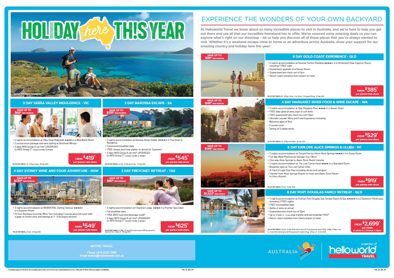Helloworld Tourism Australia Holiday Here this Year deals