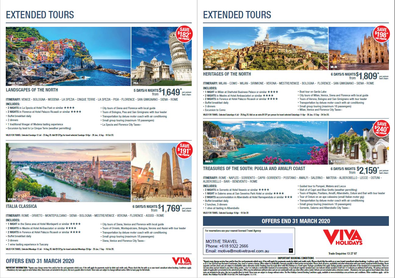 Viva Holidays Italy Earlybirds brochure page 5-6